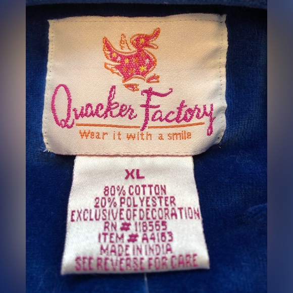 NWT Quacker Factory Velvet House Dress 3/4 Sleeve Snowflakes Bling Blue XL - Picture 6 of 11